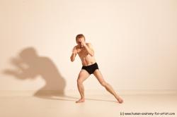 Underwear Martial art Man White Moving poses Athletic Short Blond Dynamic poses Academic